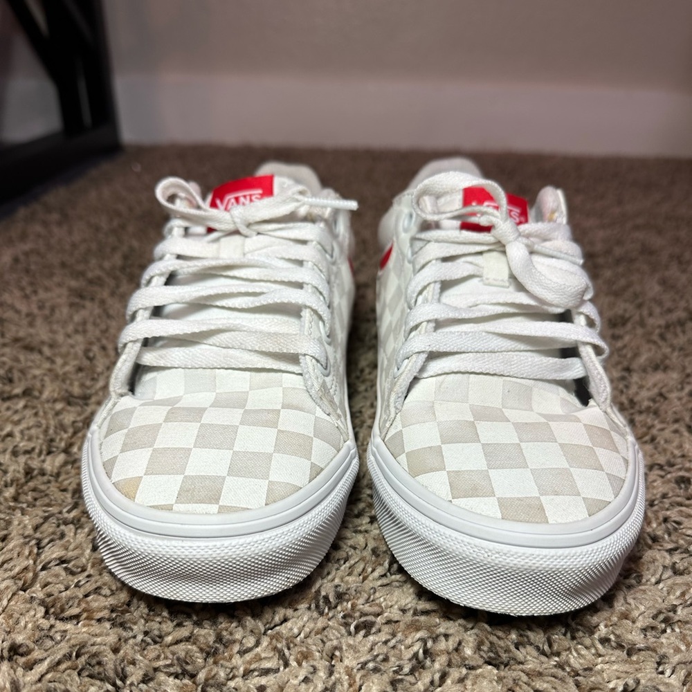Vans Seldan Checkerboard Women’s Size 7 Shoes White Gray Red 500714 Sneakers - Picture 5 of 10
